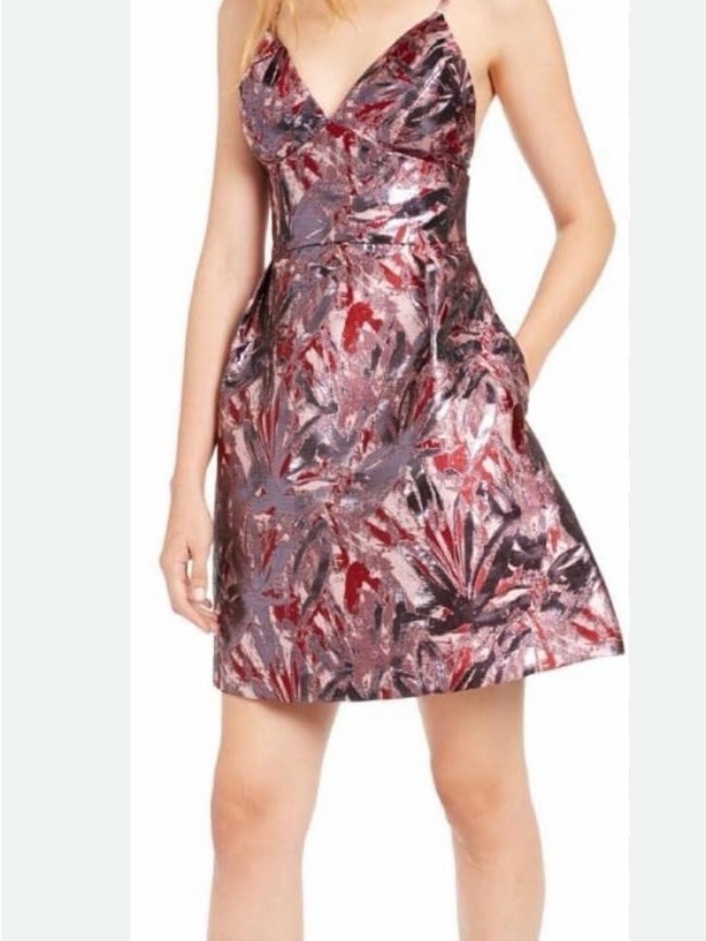 Beautiful Laundry by Shelli Segal metallic print fit and flare dress Size 12